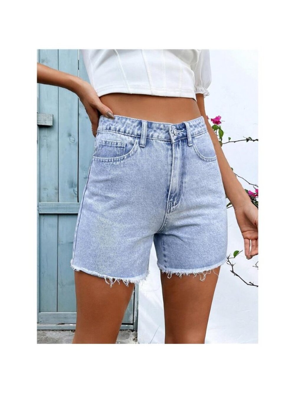 Frayed Hem Denim Shorts